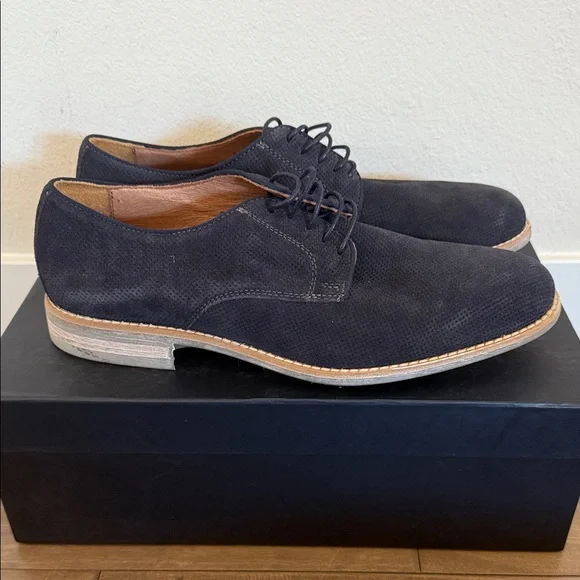Saks Fifth Avenue Navy Blue Suede Derbys - Picture 6 of 6